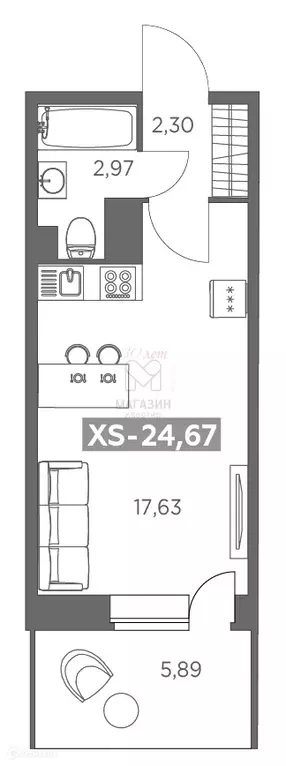 Продаётся квартира-студия, 24.67 м - Фото 0