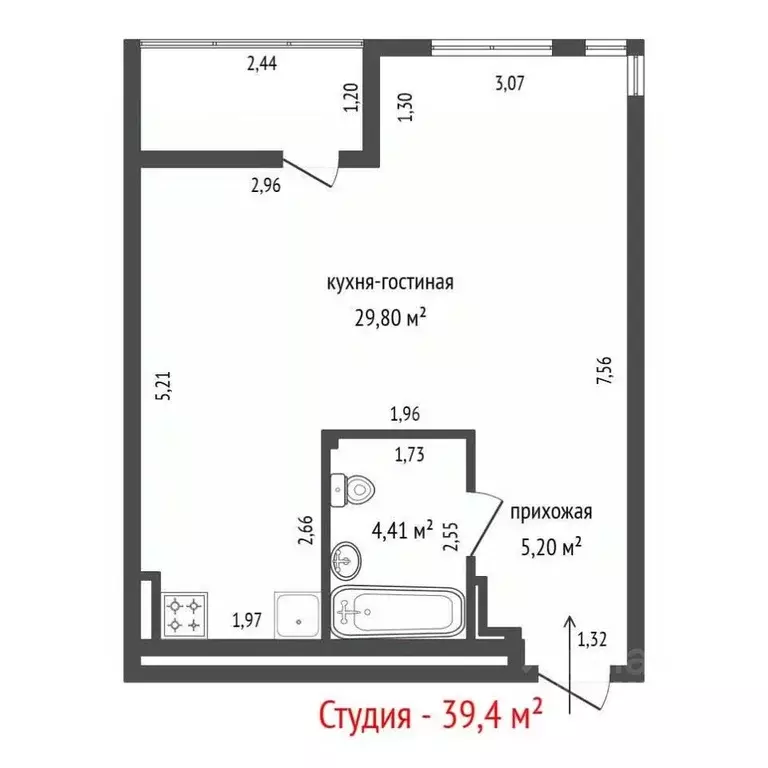 Студия Свердловская область, Екатеринбург ул. Опалихинская, 23к2 (39.4 ... - Фото 1