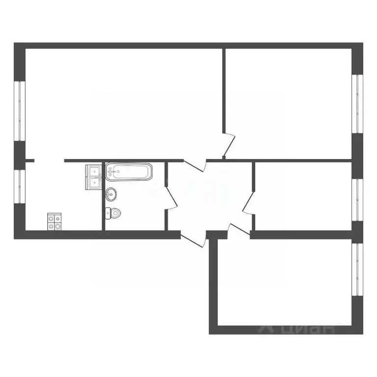 4-к кв. Санкт-Петербург Краснопутиловская ул., 103 (48.0 м) - Фото 2