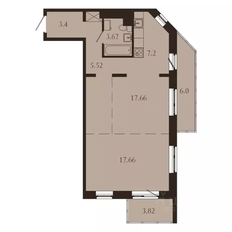 2-к кв. Иркутская область, Иркутск Советская ул., 115/1 (64.93 м) - Фото 1