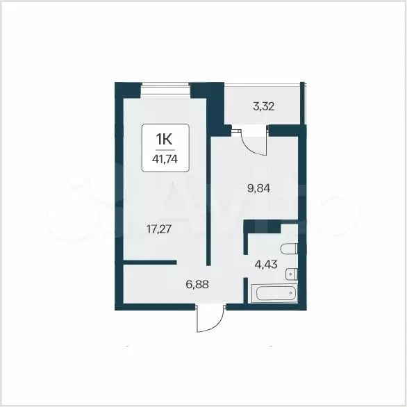 1-к. квартира, 41,7 м, 3/25 эт. - Фото 0
