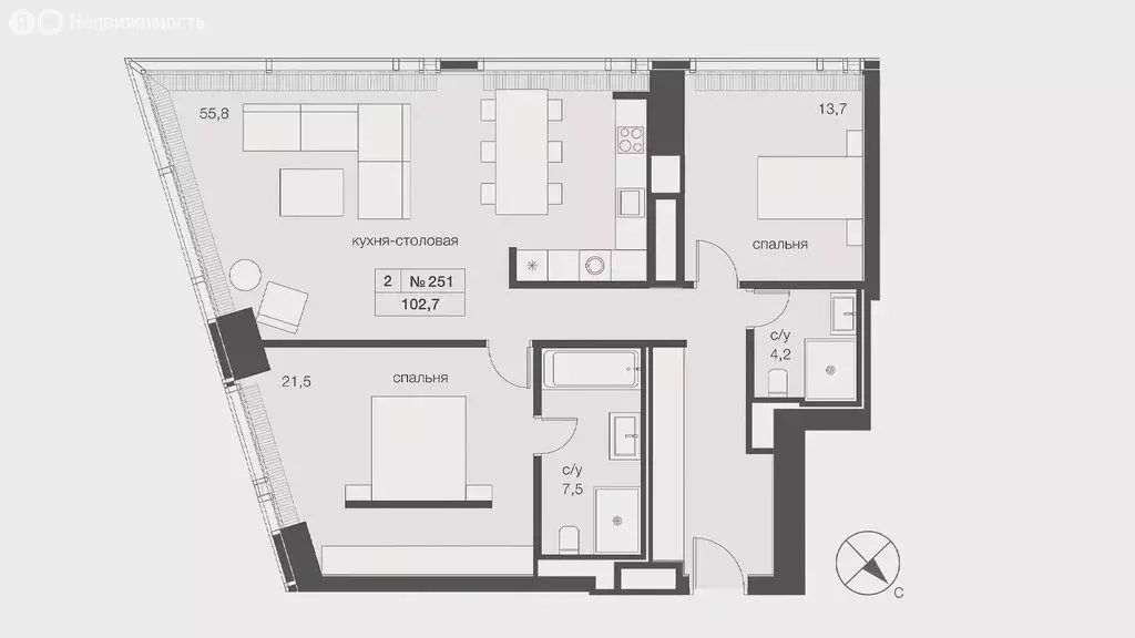 3-комнатная квартира: Москва, Краснопресненская набережная, 14Ак3 ... - Фото 1
