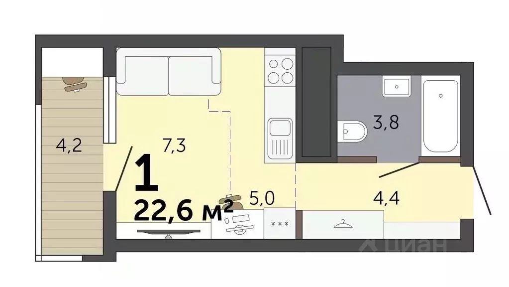 Студия Свердловская область, Екатеринбург Малевич жилой комплекс (22.6 ... - Фото 1