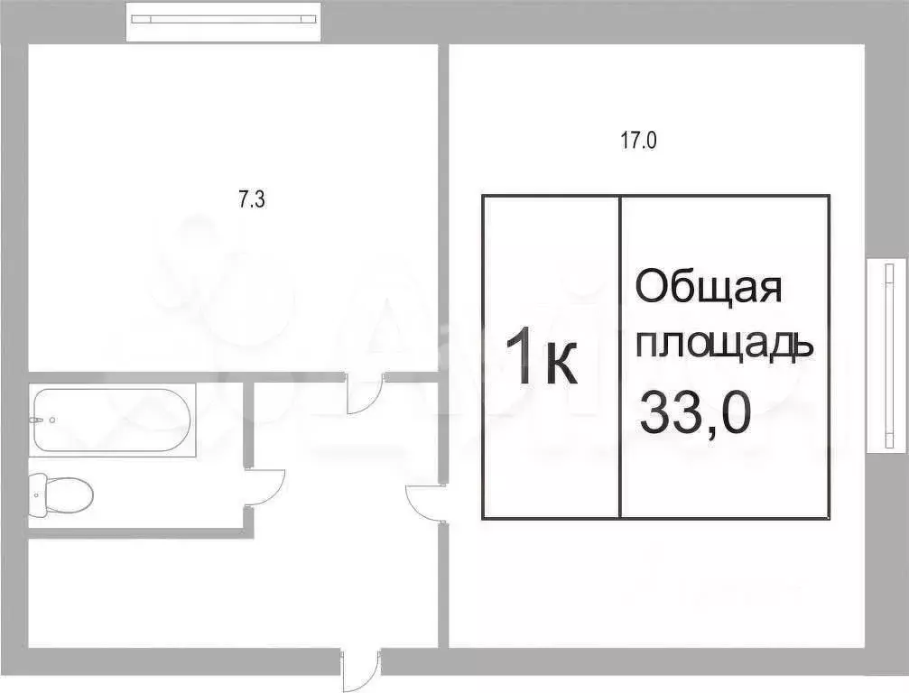 1-к. квартира, 34 м, 1/5 эт. - Фото 0