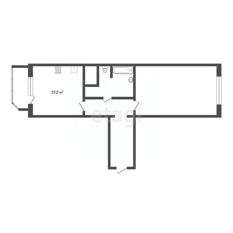 1-к кв. Тюменская область, Тюмень ул. Федюнинского, 58 (47.4 м) - Фото 2