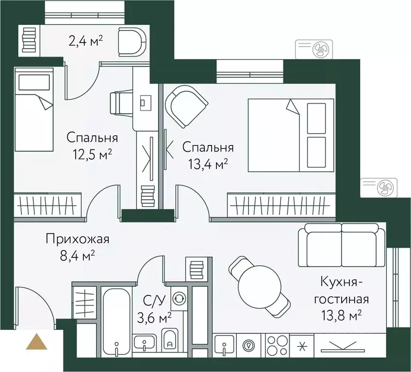 2-к кв. Волгоградская область, Волгоград Новосибирская ул., 74с1 (54.1 ... - Фото 0