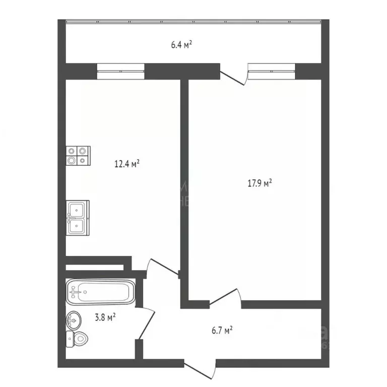 1-к кв. Тюменская область, Тюмень ул. Елизарова, 12 (40.0 м) - Фото 1