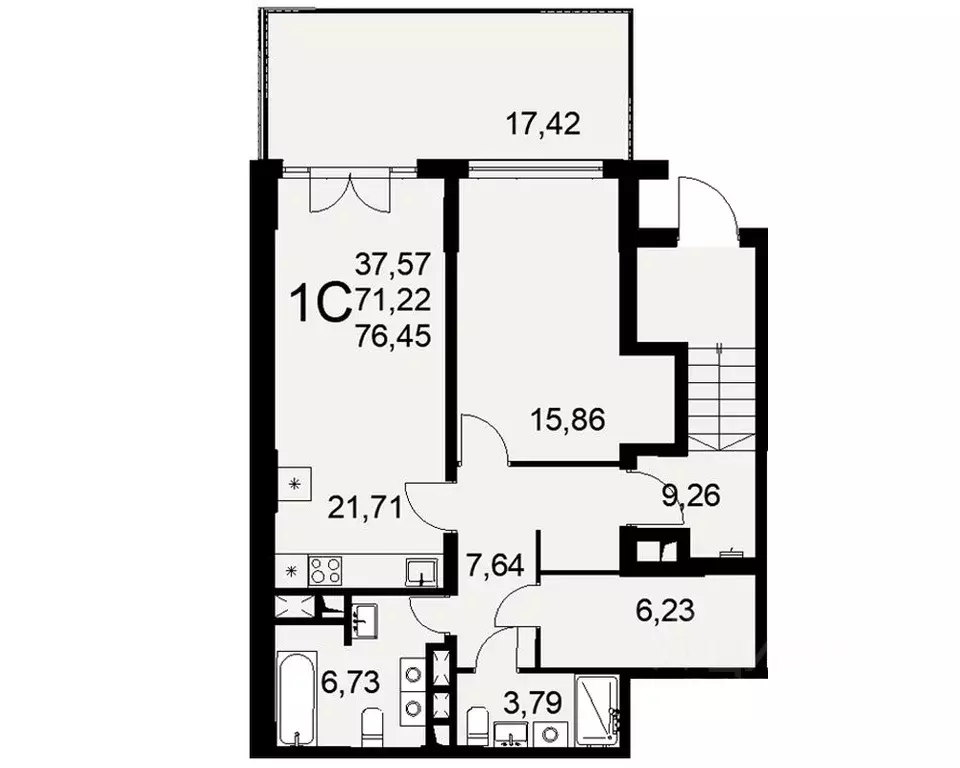 1-к кв. Тульская область, Тула ул. Коминтерна, 44 (76.45 м) - Фото 0