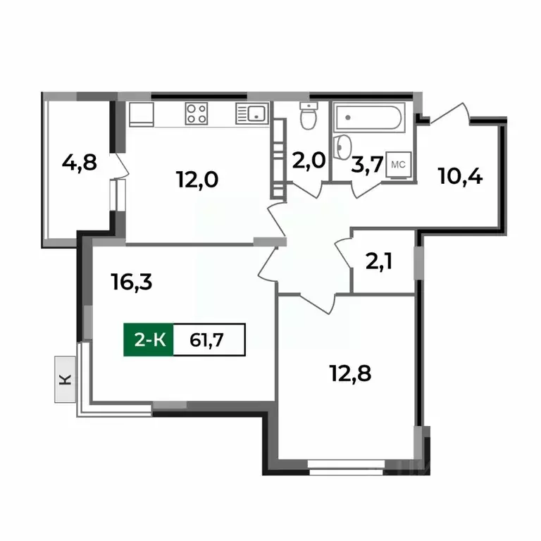 2-к кв. Владимирская область, Ковров Солнечный мкр,  (61.7 м) - Фото 0