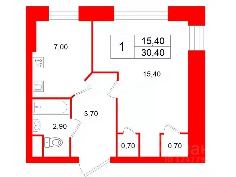 1-к кв. Санкт-Петербург Дачный просп., 19К1 (30.4 м) - Фото 2