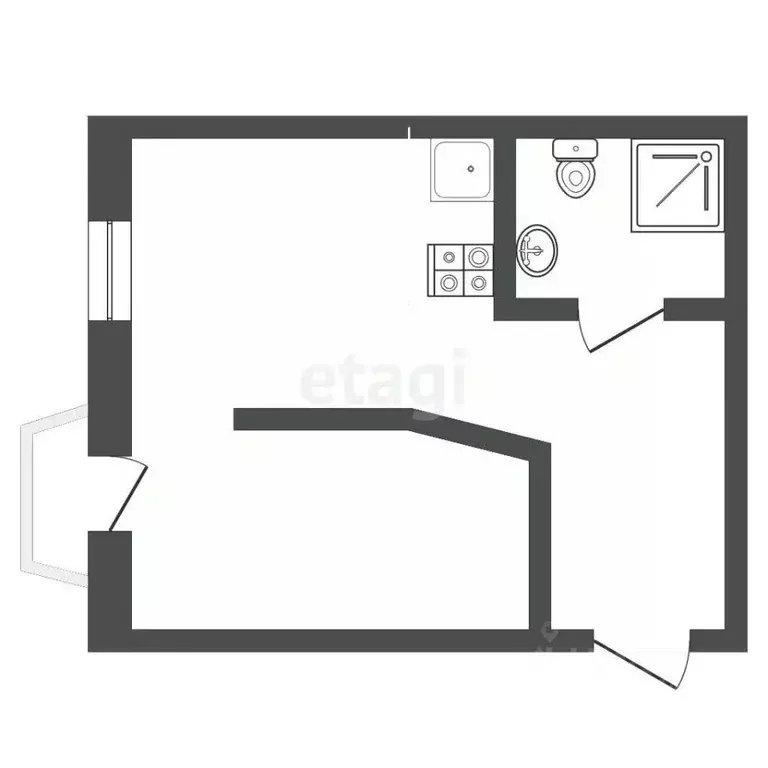 Студия Тюменская область, Тюмень ул. Фармана Салманова, 5 (32.2 м) - Фото 2