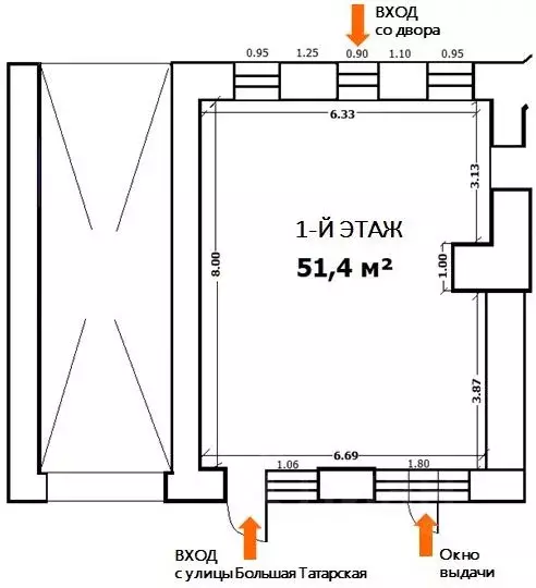 Торговая площадь в Москва Большая Татарская ул., 20С1 (51 м) - Фото 1