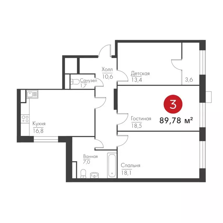 3-комнатная квартира: Самара, проспект Масленникова, 14А (89.78 м) - Фото 1