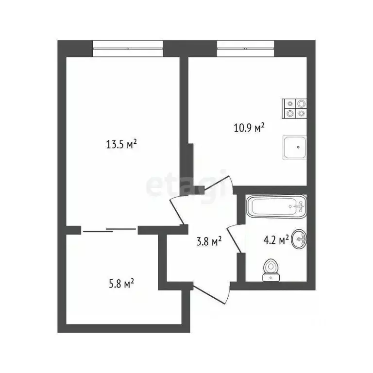 1-к кв. Тюменская область, Тюмень Новгородская ул., 22 (39.0 м) - Фото 2