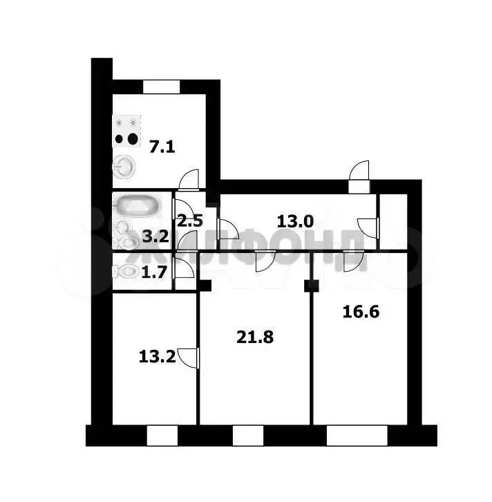 3-к. квартира, 82 м, 2/5 эт. - Фото 0