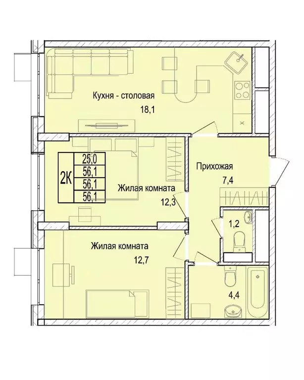 2-к кв. Московская область, Мытищи Медицинская ул., 2А (56.1 м) - Фото 0