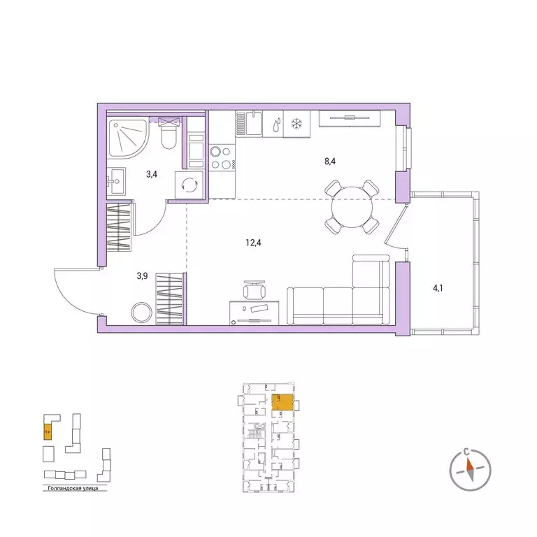 Квартира-студия: городской посёлок Янино-1, ЖК Янинский Лес (29.3 м) - Фото 1