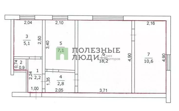 3-к кв. Белгородская область, Ивня рп ул. Советская, 44 (46.7 м) - Фото 2