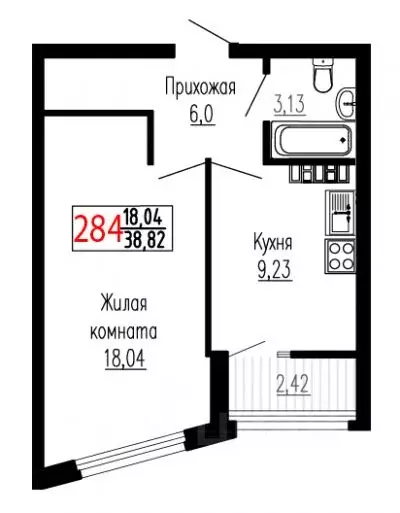 1-к кв. Свердловская область, Екатеринбург ул. Лыжников, 3 (38.8 м) - Фото 1