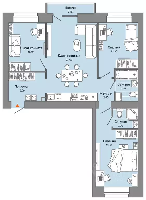 3-к кв. Пермский край, Пермь ул. Дзержинского, 31Б (76.0 м) - Фото 1