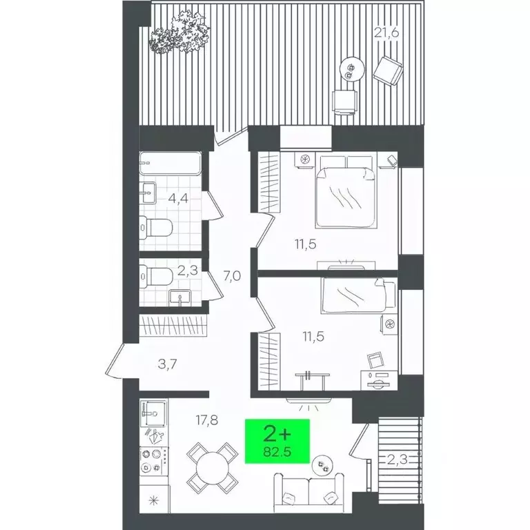 2-к кв. Тюменская область, Тюмень ул. Ильи Кургузова, 4 (82.55 м) - Фото 0