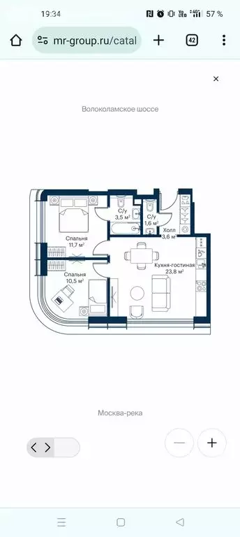 2-комнатная квартира: Москва, Волоколамское шоссе, 95/2к3 (55.4 м) - Фото 1