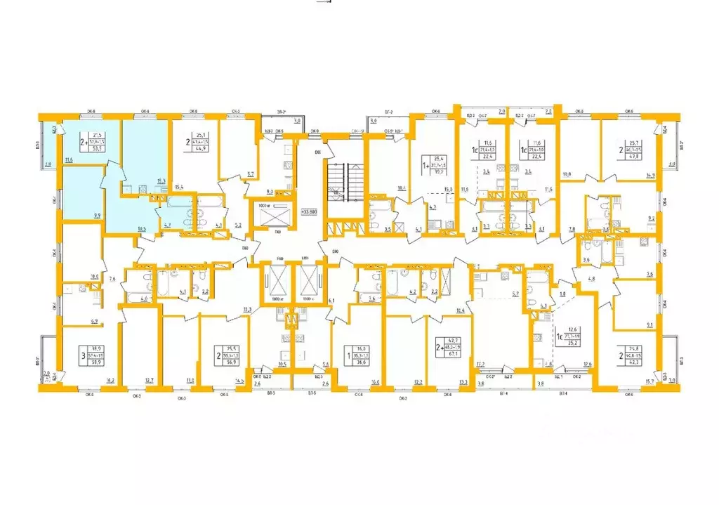 2-к кв. Башкортостан, Уфа Инорс-4Б мкр, Акварель жилой комплекс (53.4 ... - Фото 2
