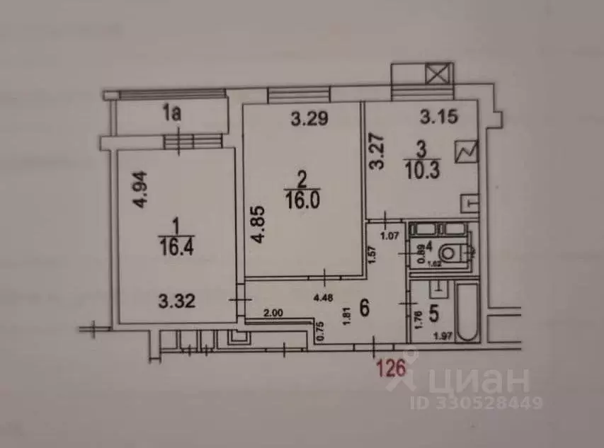 2-к кв. Москва ул. Гарибальди, 26 (58.0 м) - Фото 2