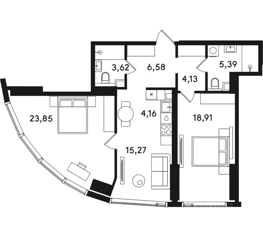 2-к кв. Москва ул. Сокольнический Вал, 2АС1 (81.91 м) - Фото 0