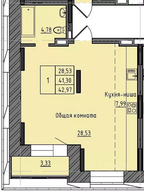 1-к кв. саха (якутия), якутск 37-й кв-л, (42.97 м) - Фото 0