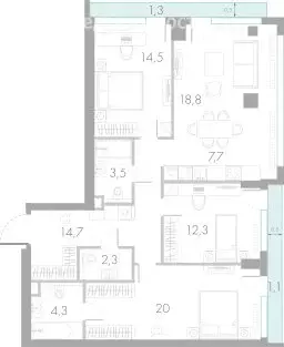 3-комнатная квартира: Москва, Кутузовский проезд, 16А/1 (100.5 м) - Фото 1