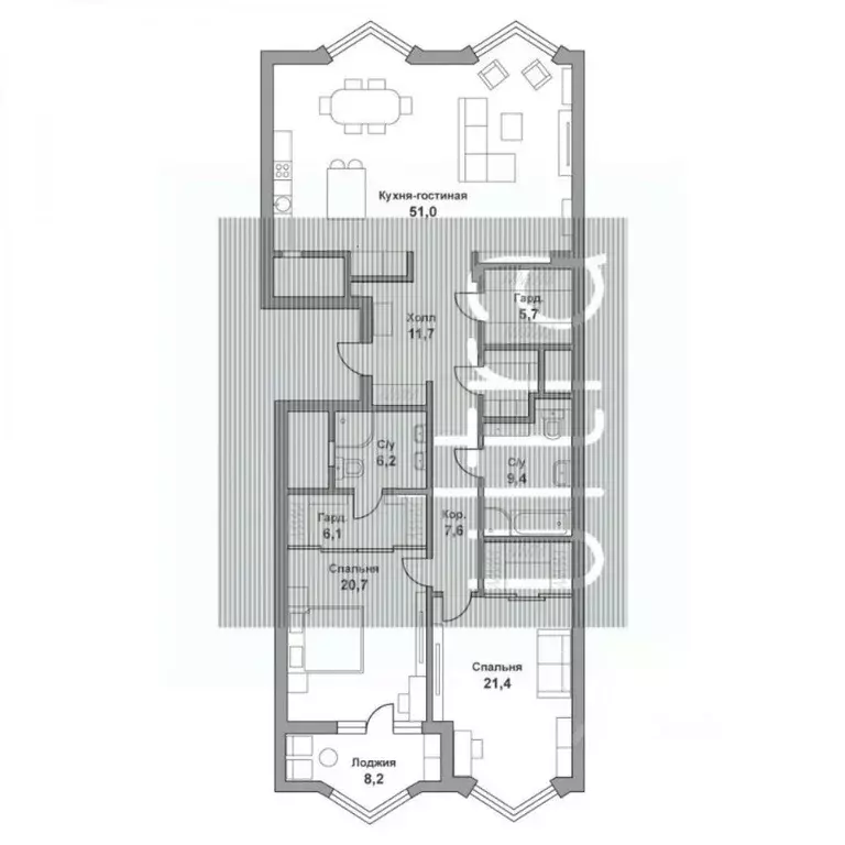 3-к кв. Москва ул. Усачева, 11Б (149.2 м) - Фото 1