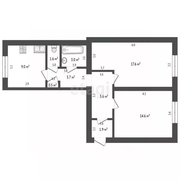 2-к кв. Архангельская область, Коряжма ул. Гоголя, 2 (57.5 м) - Фото 2
