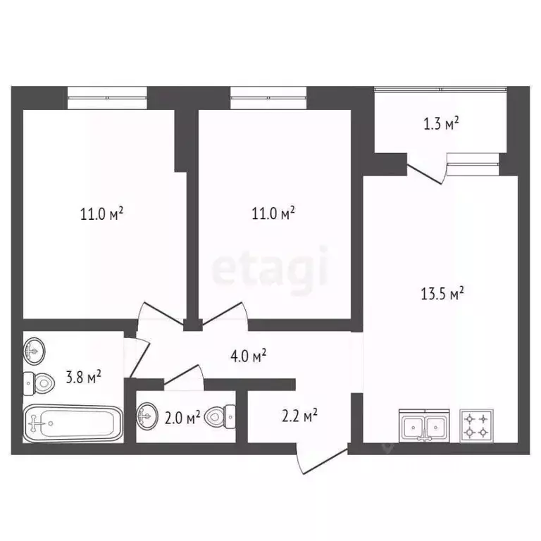 2-к кв. Московская область, Котельники ул. Сосновая, 1к4 (46.8 м) - Фото 2