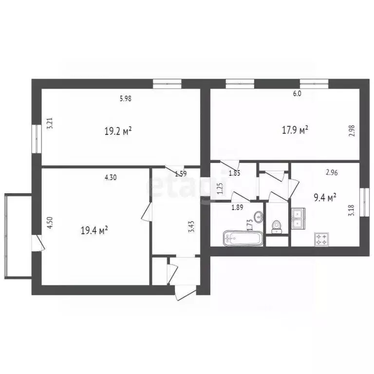 3-к кв. Санкт-Петербург Новолитовская ул., 11 (81.0 м) - Фото 1