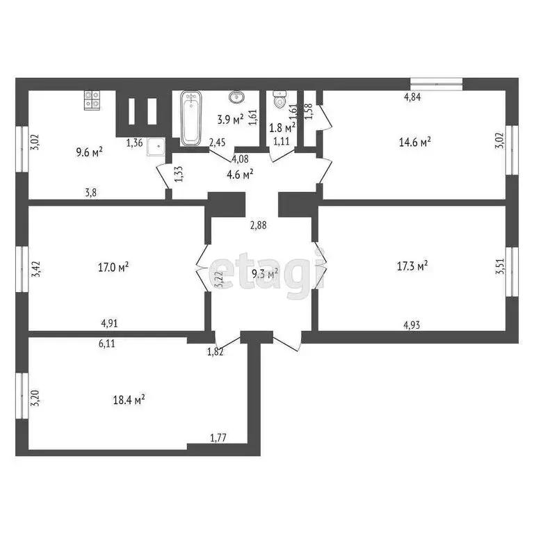4-комнатная квартира: Альметьевск, улица Габдуллы Тукая, 3 (70.5 м) - Фото 1