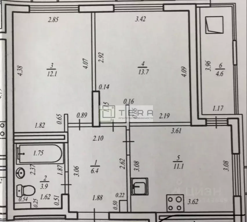 2-к кв. Башкортостан, Уфа ул. Уфимское Шоссе, 18/6 (47.2 м) - Фото 2