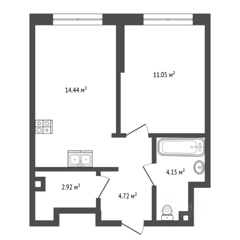1-к кв. Тюменская область, Тюмень ул. Новоселов, 103к1 (37.2 м) - Фото 2