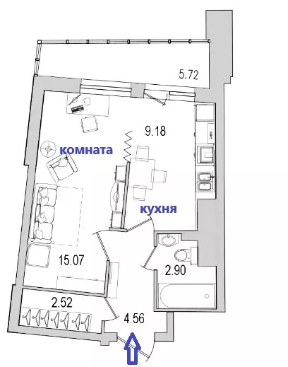 1-комнатная квартира: Санкт-Петербург, улица Кустодиева, 7к1 (39.9 м) - Фото 0