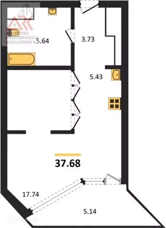 Продаётся квартира-студия, 37.68 м - Фото 1