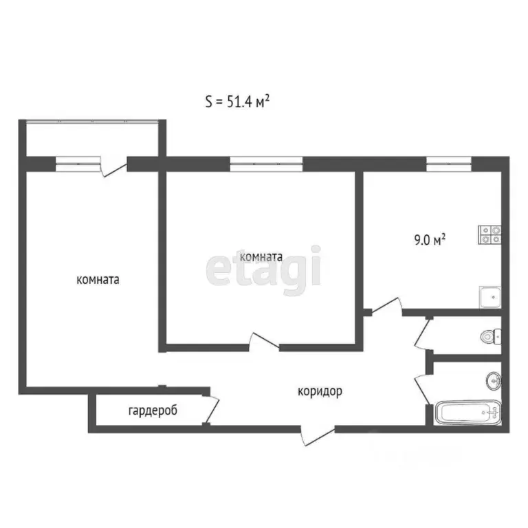 2-к кв. Коми, Усинск ул. 60 лет Октября, 11 (50.8 м) - Фото 0
