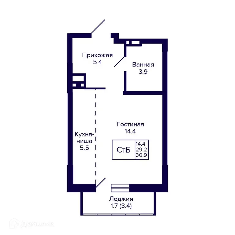 Продаётся квартира-студия, 30.9 м - Фото 0