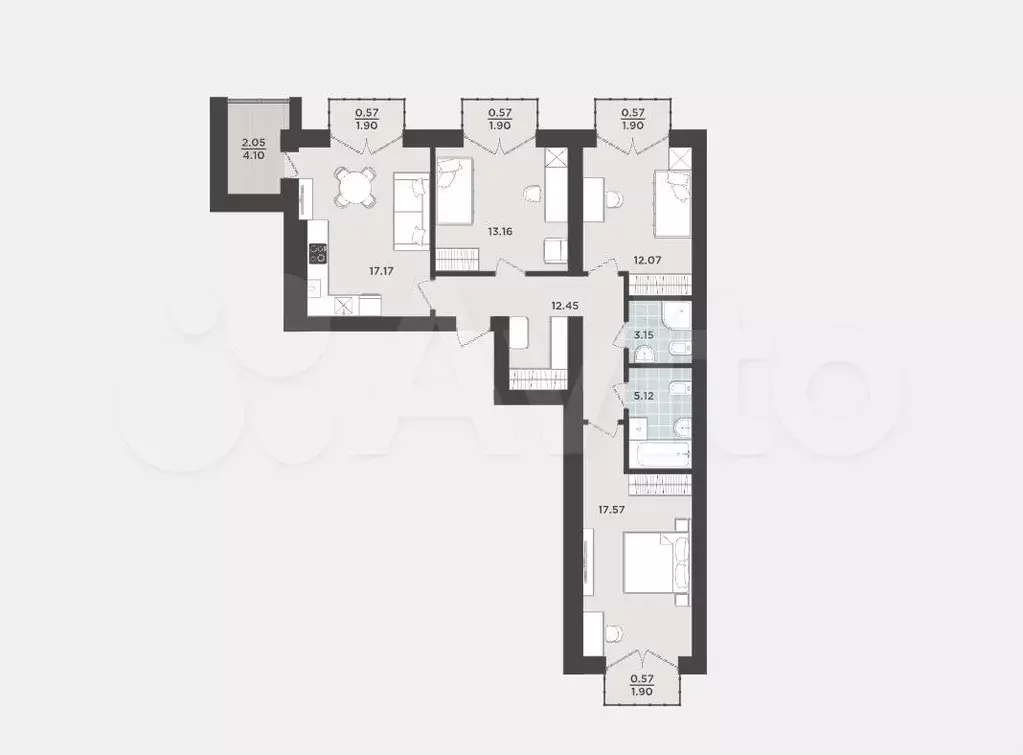 3-к. квартира, 85 м, 8/8 эт. - Фото 1