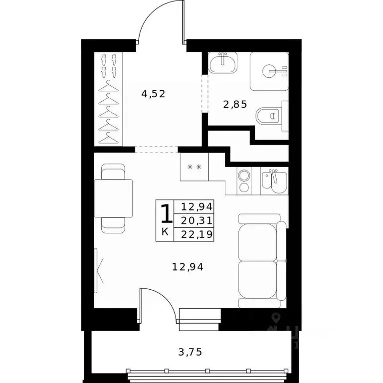 Студия Нижегородская область, Нижний Новгород Ленгородок мкр, Мед ... - Фото 1