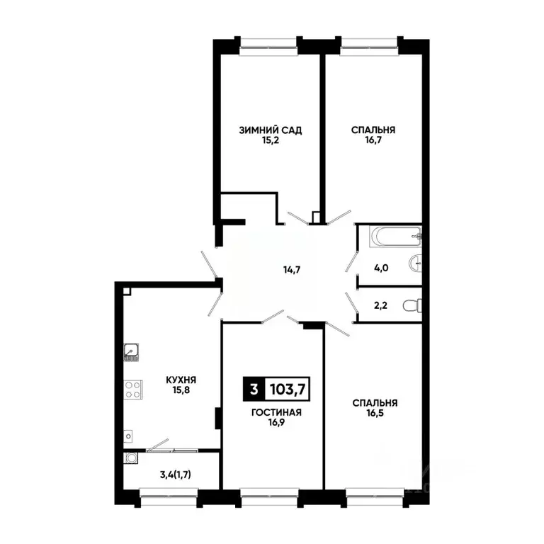 3-к кв. Ставропольский край, Кисловодск ул. Катыхина, 185с3 (103.7 м) - Фото 1