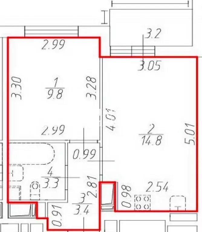 1-к кв. Санкт-Петербург аллея Арцеуловская, 15 (31.3 м) - Фото 2