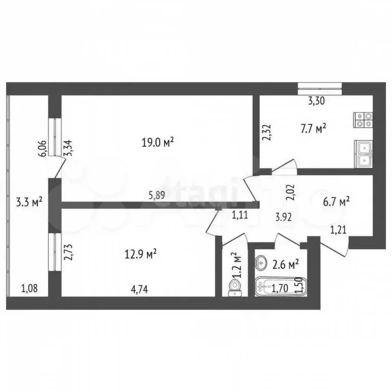 2-к. квартира, 51 м, 2/5 эт. - Фото 1