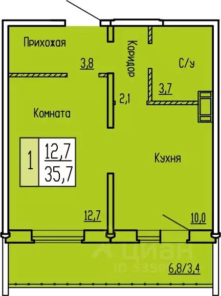 1-к кв. Курганская область, Курган ул. Карбышева, 52 (35.7 м) - Фото 0