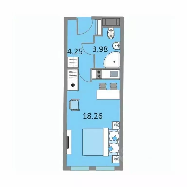 1-к кв. Санкт-Петербург Варфоломеевская ул., 6 (26.0 м) - Фото 0