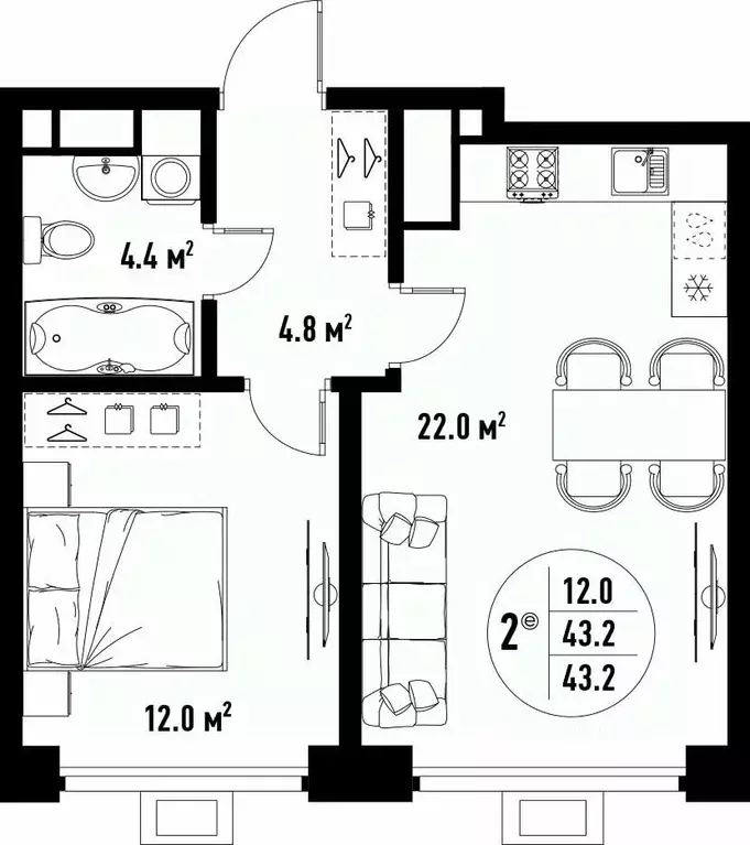 2-к кв. Астраханская область, Астрахань ул. Бэра, 29 (43.2 м) - Фото 1